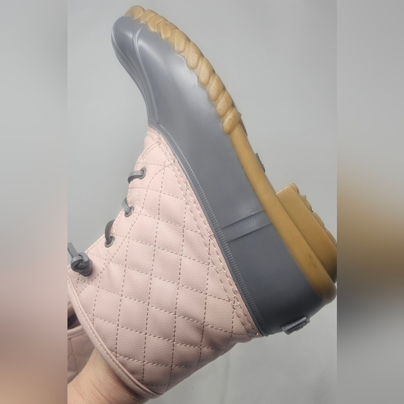 Nautica Dorsay Women's Rain Winter Boots Quilted Rubber Pink Gray Sz 10 Side Zip - Picture 9 of 14